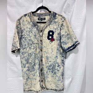 Etro Blue and Cream Distressed Jersey